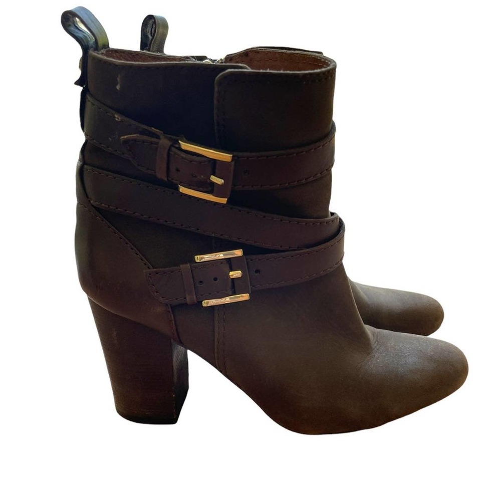 Louise et Cie Lo Seneca Brown Double Strap Ankle Leather Booties 7